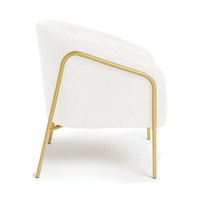 Poltrona Sala Industrial Alta Dourado Stella Sintético PU Branco D03 - D'Rossi