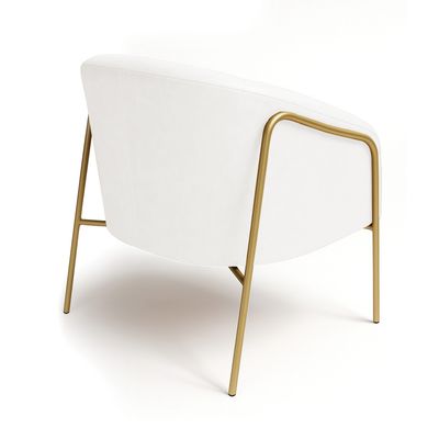 Poltrona Sala Industrial Alta Dourado Stella Sintético PU Branco D03 - D'Rossi