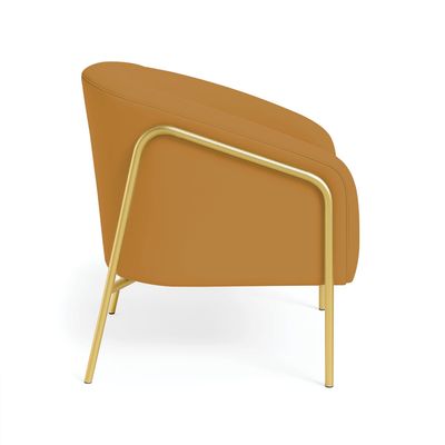 Poltrona Sala Decorativa Kit 2 Stella Base Alta Tubo Dourado Veludo Mostarda D03 - D'Rossi