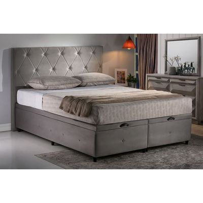 Base para Cama Box Casal Queen com Baú S. Design para Colchão de 158 cm - 1600 Cinza
