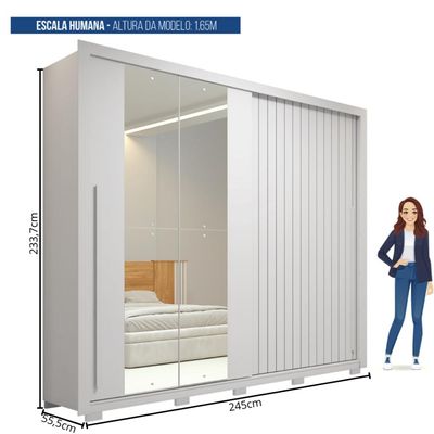 Guarda Roupa Casal 2 Portas 4 Gavetas Branco Romanus Caemmun