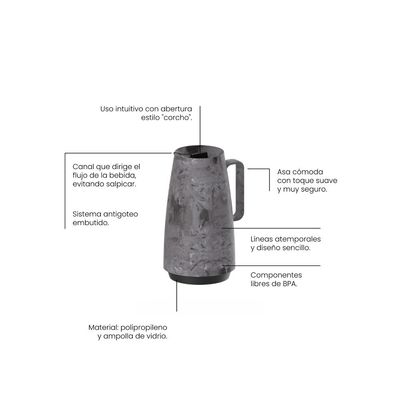 Bule Térmico Tramontina Exata em Plástico Marmorizado Cinza 500 ml