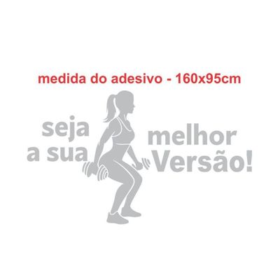 Adesivo De Parede Academia Seja A Sua Melhor Versão Mulher (160x95cm) Cor Branco Cor Preto