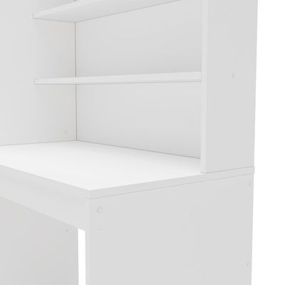 Escrivaninha com Estante Teresina 1 Porta 6 Prateleiras MDP Pintura UV Porta-CPU Politorno Branco
