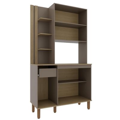 Cozinha Compacta Safira 108cm 5 Portas e 2 Prateleiras Bartira Nude