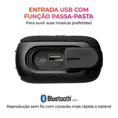 Caixa de Som Speaker AIWA AWS-SP-07-B 7W Bluetooth IPX6 Bivolt
