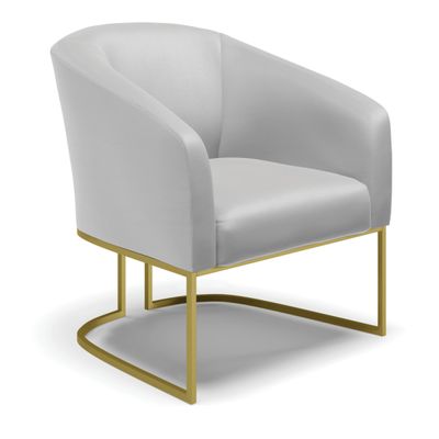 Poltrona Sala Decorativa Kit 2 Stella Base Industrial Dourada Sintético Cinza D03 - D'Rossi