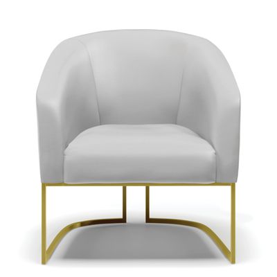 Poltrona Sala Decorativa Kit 2 Stella Base Industrial Dourada Sintético Cinza D03 - D'Rossi