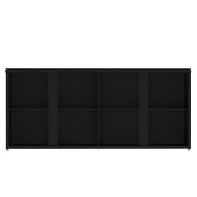 Conjunto Sala De Jantar 2 Peças Armário Alto E Buffet Balcão - Preto Preto