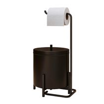 Kit Suporte de Papel Higiênico e Lixeira Level Preto Industrial - Dream Home