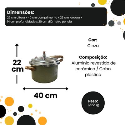Panela de Pressão Max Chef Wood Indução 4,2L - Cinza