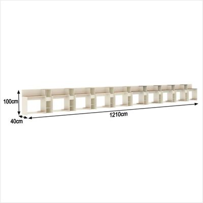 Conjunto De Escritório Tech 9 Livreiro E 10 Mesas 90cm - Via - Off White E Cedro Off White E Cedro
