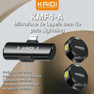 Microfone Lapela  Redondo com Imã Sem Fio Para iPhone 8 ao 14 - KMF4-A