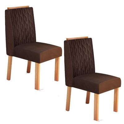 Conjunto 2 Cadeiras Estofadas Para Mesa De Jantar Naturalle Roma Bom Pastor