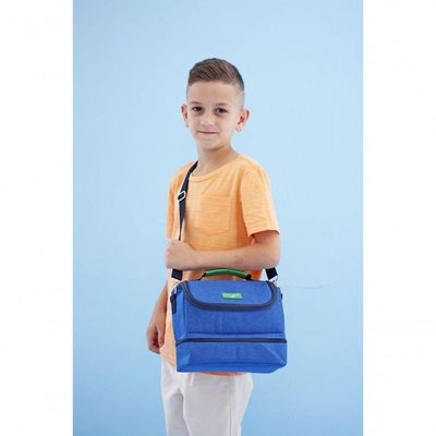 Kit Lancheira Térmica Pote Para Lanche E Garrafa 460ml Infantil Azul
