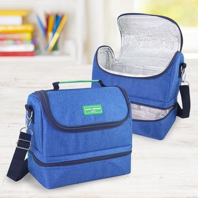 Kit Lancheira Térmica Pote Para Lanche E Garrafa 460ml Infantil Azul