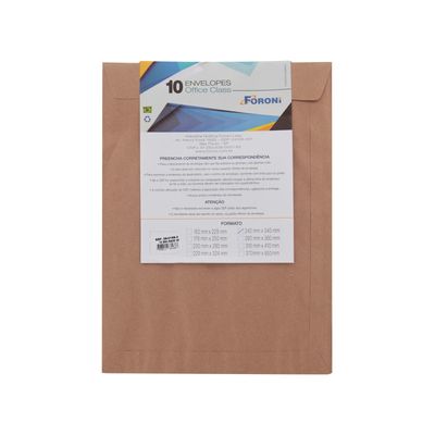 Envelope Saco Foroni Kraft Natural 240x340mm com 10 Unidades