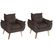 Kit 02 Poltrona Cadeira Decorativa Glamour Com Pés Quadrado Marrom