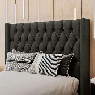 Cabeceira Estofada King 195 Cm Pérola Veludo Marrom