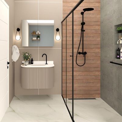 Gabinete Para Banheiro Suspenso Emma 80cm Branco/santiago