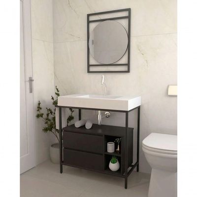 Gabinete Banheiro Ferro Steel Wood 80x45cm Branco Fosco