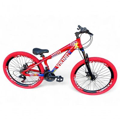 Bicicleta Aro 26 Vikingx Tuff Freeride 21v Aro Vmaxx Freio A Disco Garfo Suspensão Pneu Flame vermelho-Azul X25