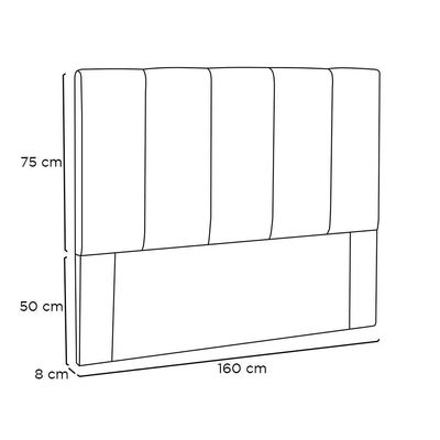 Cabeceira Casal Queen 1,60m Com Design Vertical Bordado Em Tecido Linho Cristal – Lucadi Rústico Grígio