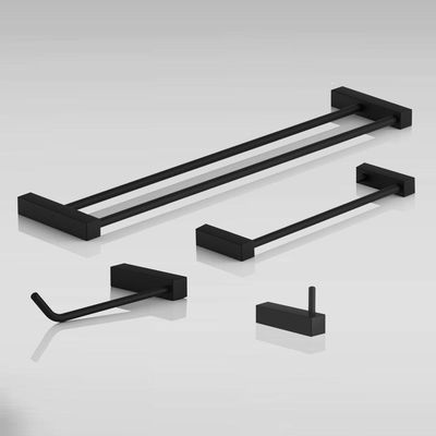 Kit Acessórios Para Banheiro Preto Fosco 4 Peças Grego Metal 2060tr