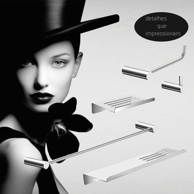 Kit Acessórios Para Banheiro Alto Brilho 5 Peças Grego Metal 2101or