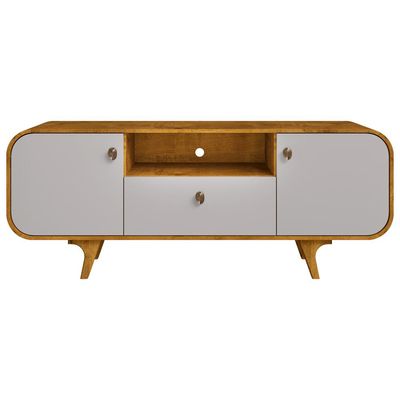 Rack Para Sala de Estar TV 55 Pol Orgânico Picasso B02 Naturalle Off White - Lyam Decor