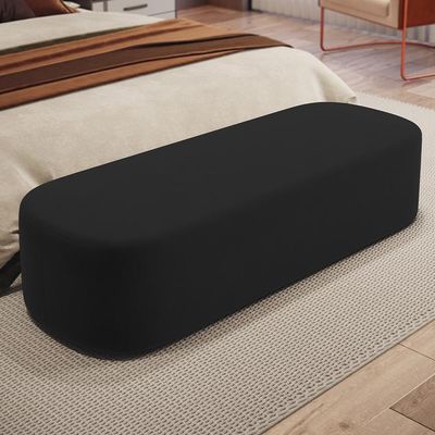 Kit 02 Puffs Decorativos Orgânicos Para Living Quarto 160cm Doha W01 Suede Preto - Lyam Decor