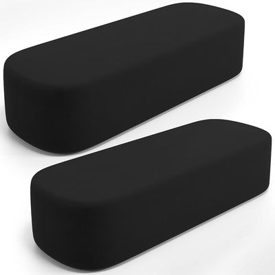 Kit 02 Puffs Decorativos Orgânicos Para Living Quarto 160cm Doha W01 Suede Preto - Lyam Decor