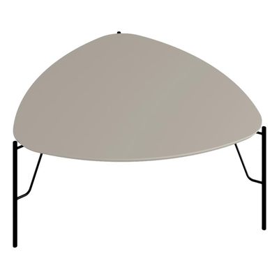 Mesa de Centro Para Sala de Estar Baixa Pés Industrial Preto Alef I03 Grigio - Lyam Decor