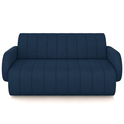 Sofá 3 Lugares Sala Living Orgânico 188cm Fávara K01 Veludo Azul Marinho - Lyam Decor