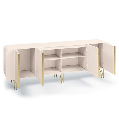 Aparador Buffet Bar Living Para Sala de Estar 04 Portas 220 cm Santiago B01 Off White - Lyam