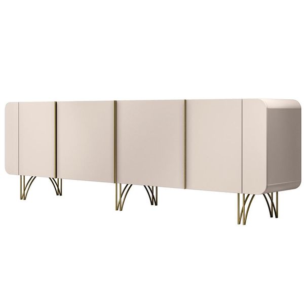 Aparador Buffet Bar Living Para Sala de Estar 04 Portas 220 cm Santiago B01 Off White - Lyam
