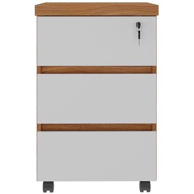 Gaveteiro Para Escritório com Rodízios 03 Gavetas Unik A02 Freijó Branco - Lyam Decor