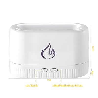 Difusor de Aromas com Chamas LED – Relaxamento e Aromaterapia para Casa e Escritório | Cor:Branco