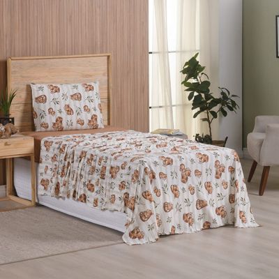 Jogo de Cama Lençol em Malha Solteiro Capivara 3 Peças - Rosa  - 100% Algodão