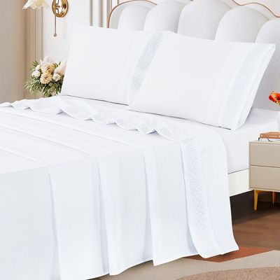 Jogo de Cama Lençol Casal Eclipse 4 Peças - Branco  - 100% Poliéster