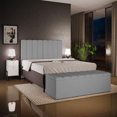 Calçadeira Recamier Baú Para Cama De Casal Queen Dália 195x50 cm W01 Facto Cinza - Lyam