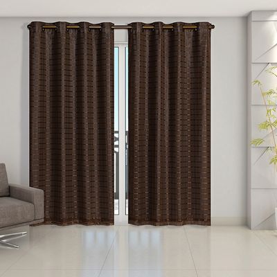 Cortina Blackout PVC Cinza Voil Xadrez 2,80m x 2,30m Forro 100% PVC/Voil 100% Poliéster - Marrom