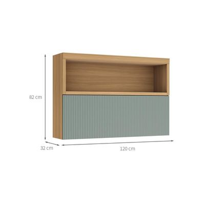 Armário Aéreo Marquesa 100% MDF 1 Porta Verde e Nature 120 cm