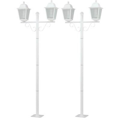Kit 2 Postes 210cm Luminária Externo de Chão Clássicos Dital Branco Jardim Praças Residenciais Ilumi
