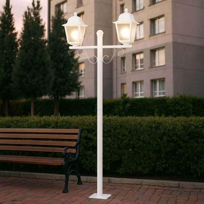 Kit 2 Postes 210cm Luminária Externo de Chão Clássicos Dital Branco Jardim Praças Residenciais Ilumi