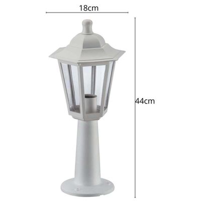 Balizador Clássico Branco Luminária para Jardim Lente Transparente Dital Colonial