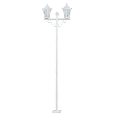 Poste Luminária Branco 1,6m Jardim 2 Lâmpadas E27 Grega Polipropileno Lente Fosca Dital