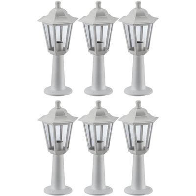 6 Balizadores Clássicos Brancos 44cm Luminárias de Chão Lente Transparente Gregos Dital