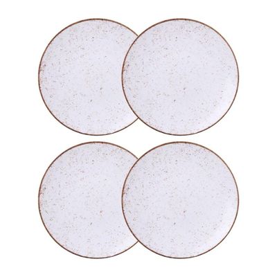 Jogo de Pratos Rasos 4 Peças Rústico 25 cm Porcelana Decorada Tramontina