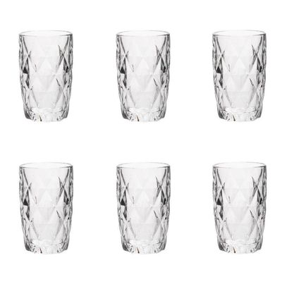 Conjunto De Copos De Vidro Para água 6 Peças 350 Ml Diamonds Lyor